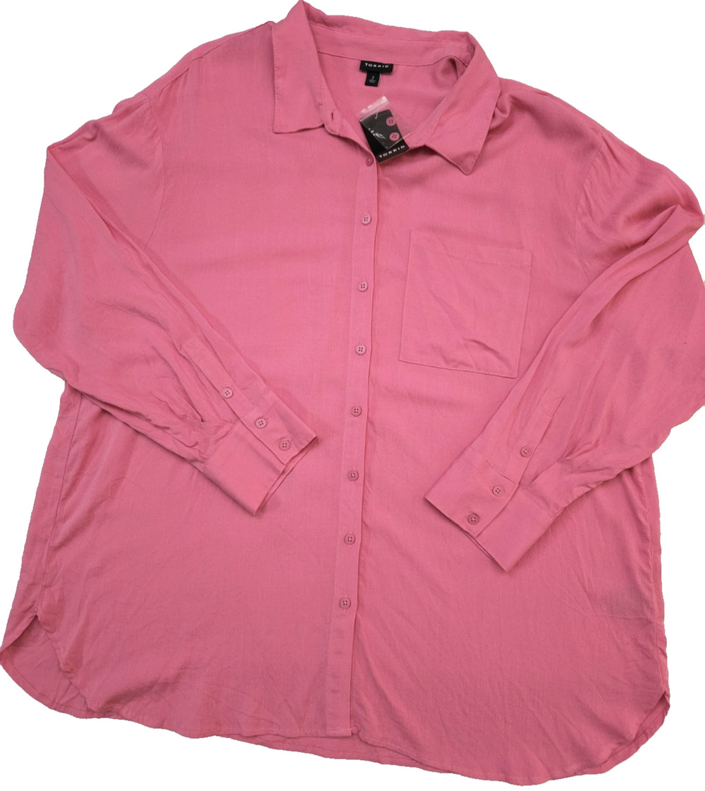 Torrid NWT Long Sleeve Shirt Size 2X Feminine Coastal Casual Comfort Preppy